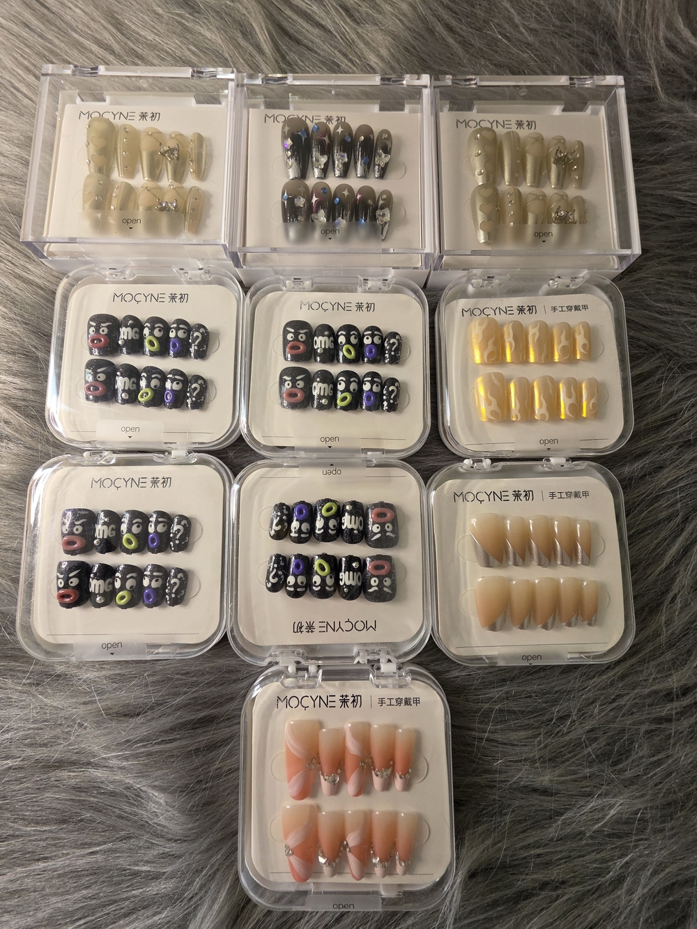 Beige & Black Press-On Nail Sets - Assorted Styles
